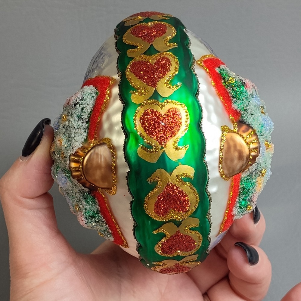 Bombay European Treasures Hand Blown Glass Frosted Christmas Tree Ornament NWT - Picture 5 of 12